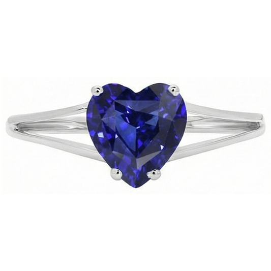 Anello Solitario Taglio Cuore Zaffiro Sri Lanka Gambo Spaccato 2.50 Carati