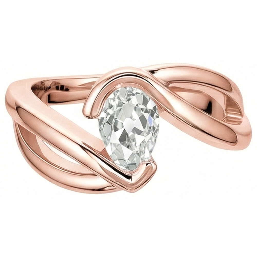 vero pear diamante 2.25carati anello vista dall'alto