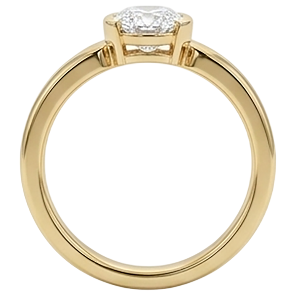 Anello Solitario Uomo Ovale Diamante 1.50 Carati Gioielli In Oro Giallo