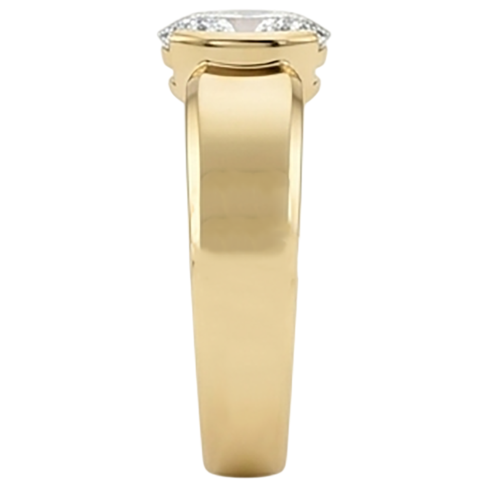 Anello Solitario Uomo Ovale Diamante 1.50 Carati Gioielli In Oro Giallo
