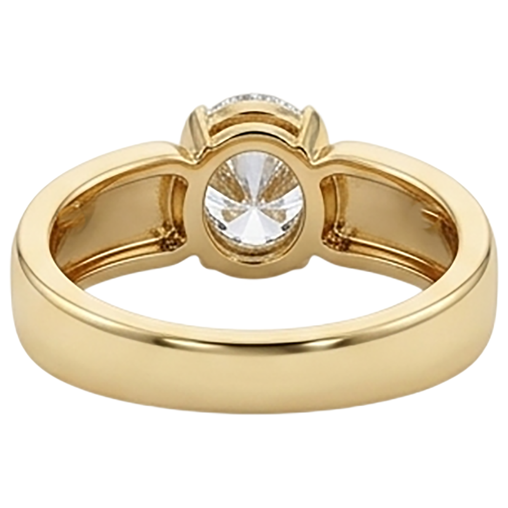Anello Solitario Uomo Ovale Diamante 1.50 Carati Gioielli In Oro Giallo