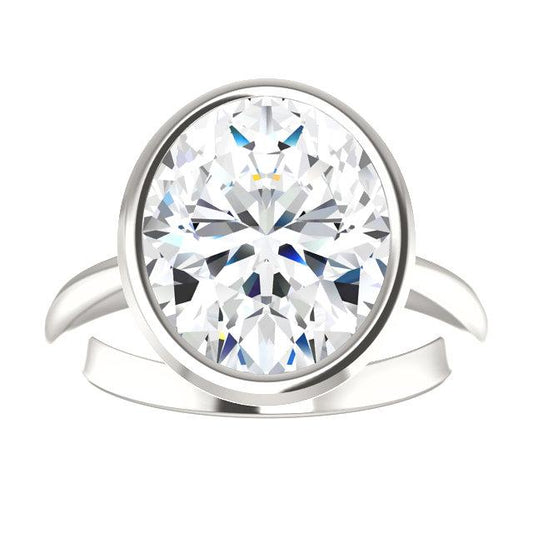 Anello Solitario Vero Diamante 4 Carati Castone Ovale Con Montatura In Oro Bianco