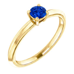 Anello Solitario Zaffiro Blu 1.25 Carati Oro Giallo 14K Gioielli