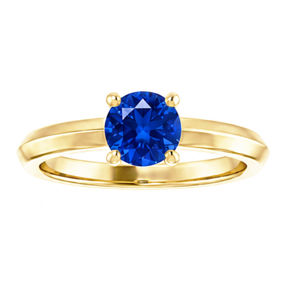 Anello Solitario Zaffiro Blu 1.25 Carati Oro Giallo 14K Gioielli