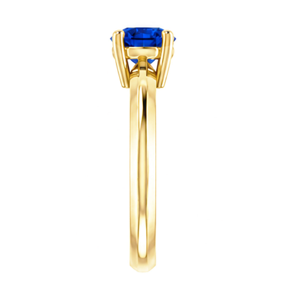 Anello Solitario Zaffiro Blu 1.25 Carati Oro Giallo 14K Gioielli