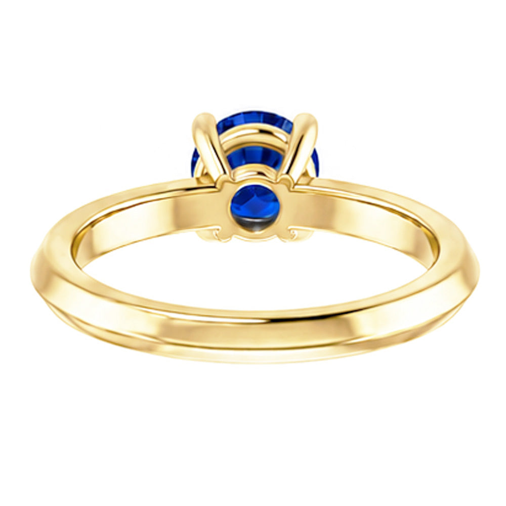 Anello Solitario Zaffiro Blu 1.25 Carati Oro Giallo 14K Gioielli
