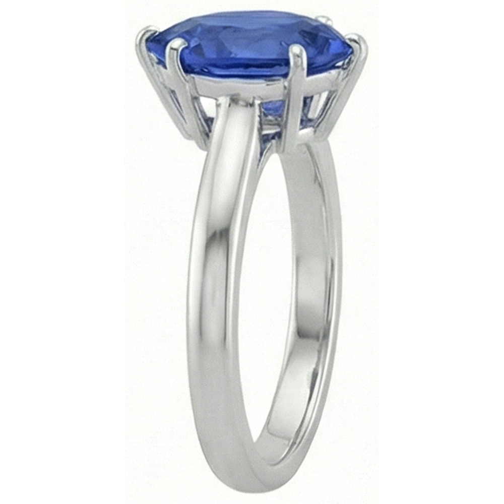 Anello Solitario Zaffiro Blu Taglio Pera 2 Carati Oro Bianco 14K
