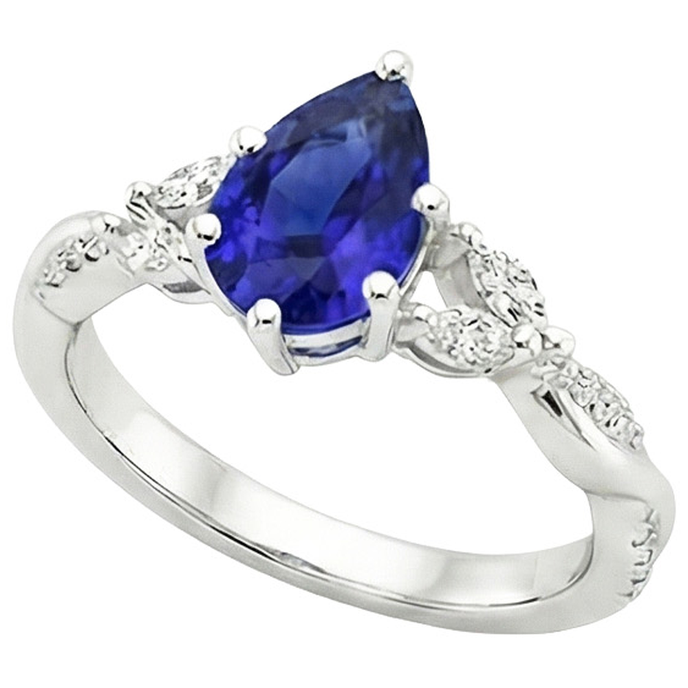 Anello Solitario Zaffiro Ceylon Con Accenti 4.50 Carati Gambo Spaccato