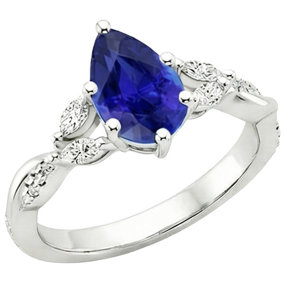 Anello Solitario Zaffiro Ceylon Con Accenti 4.50 Carati Gambo Spaccato
