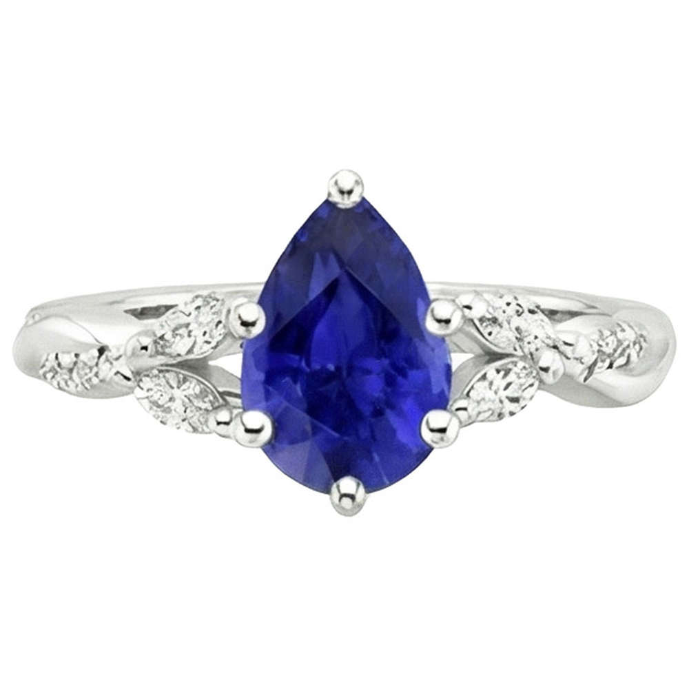 Anello Solitario Zaffiro Ceylon Con Accenti 4.50 Carati Gambo Spaccato