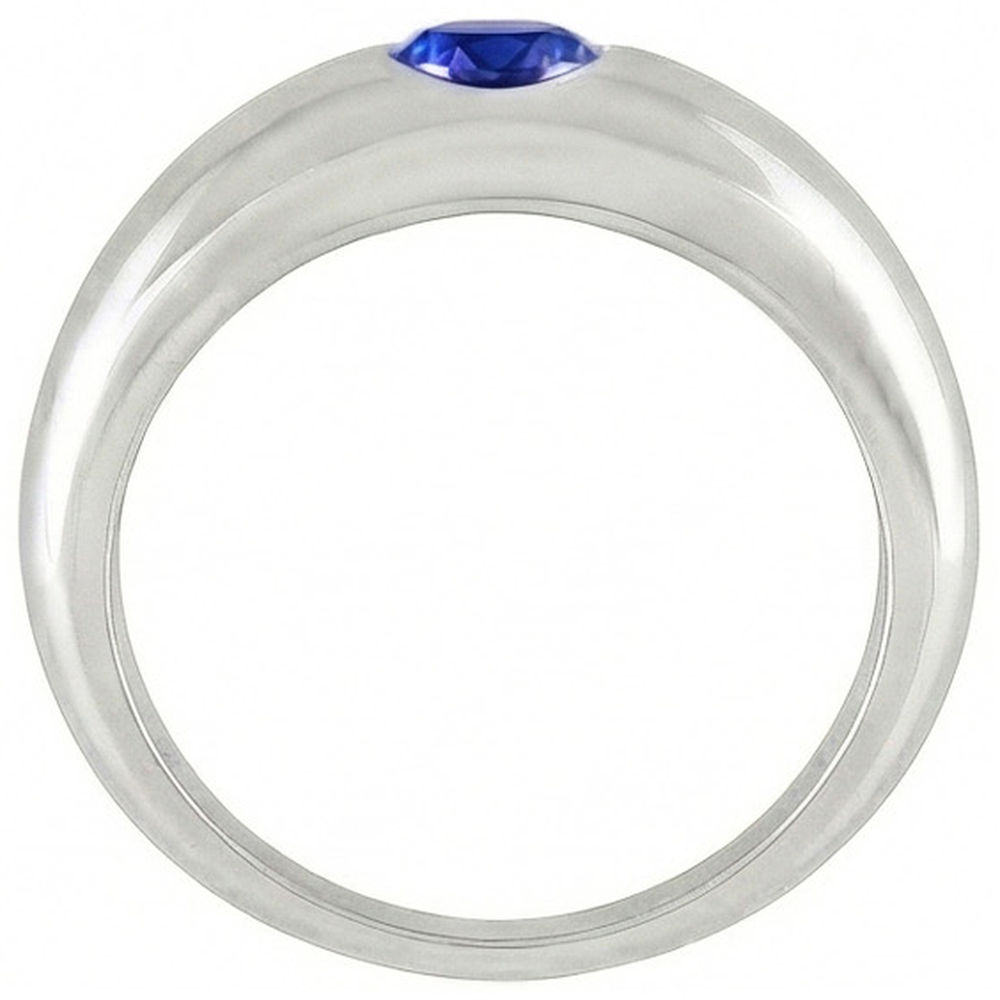 Anello Solitario Zaffiro Ceylon Tondo Flush Set Fusto Spesso