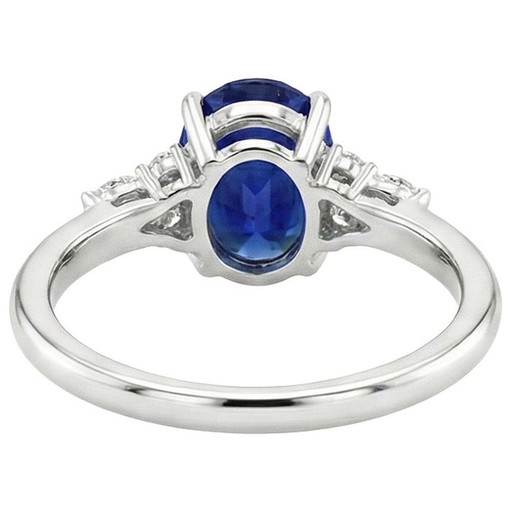 Anello Solitario Zaffiro Con Marquise E Diamanti Naturali Autentici ( non creati in laboratorio ) Tondi Accenti 3 Carati