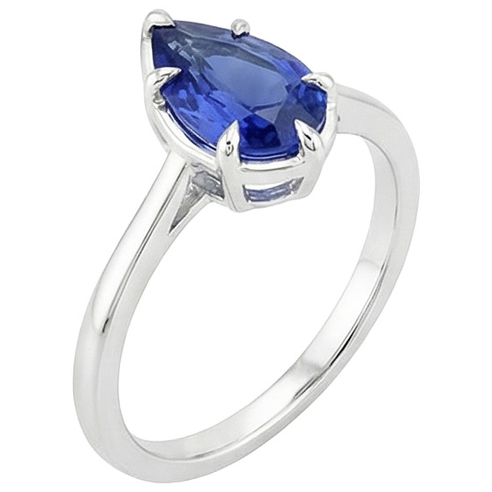 Anello Solitario Zaffiro Sri Lanka Taglio Pera 2.50 Carati