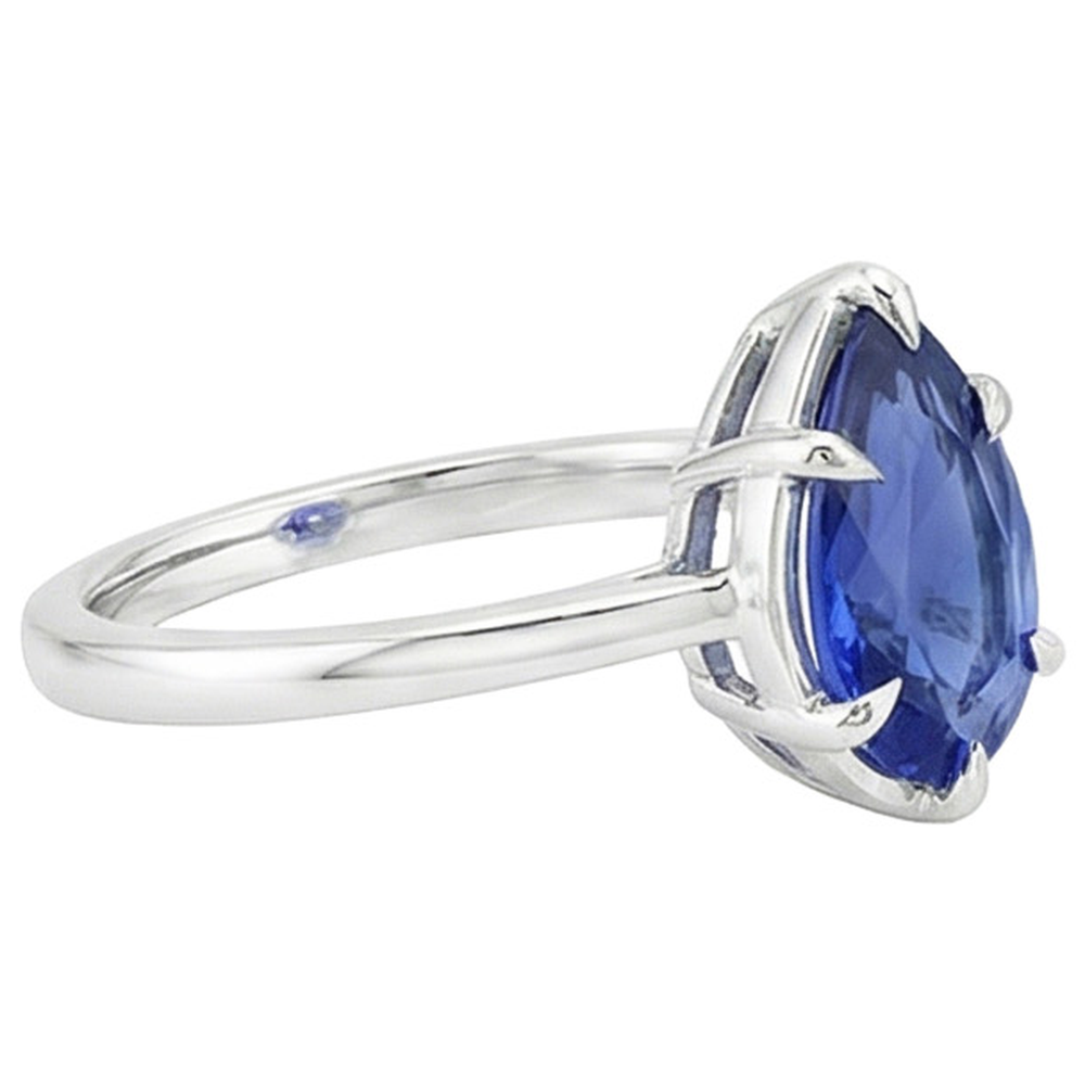 Anello Solitario Zaffiro Sri Lanka Taglio Pera 2.50 Carati