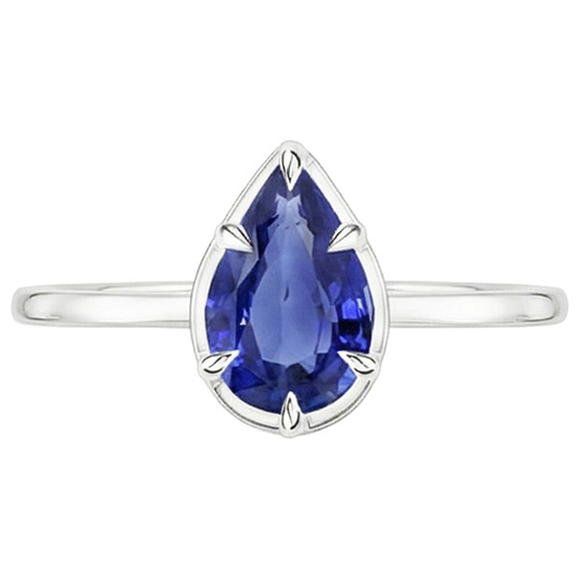 Anello Solitario Zaffiro Sri Lanka Taglio Pera 2.50 Carati