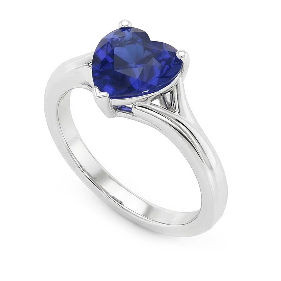 Anello Solitario con 2,50 Carati Cuore Sapphire Split Shank in oro bianco 14K