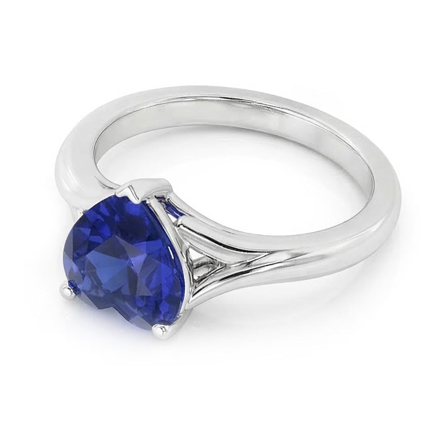 Anello Solitario con 2,50 Carati Cuore Sapphire Split Shank in oro bianco 14K