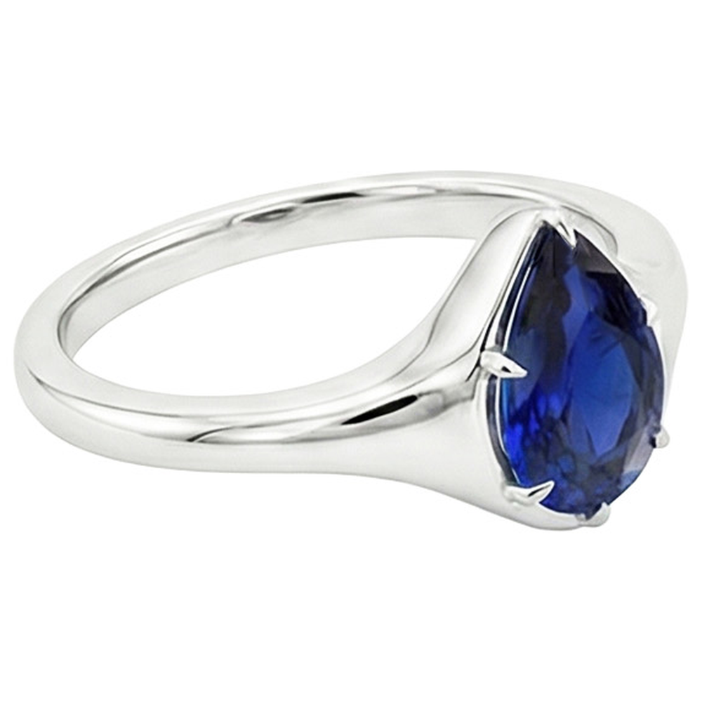 vero pear diamante 3.50carati anello vista di profilo