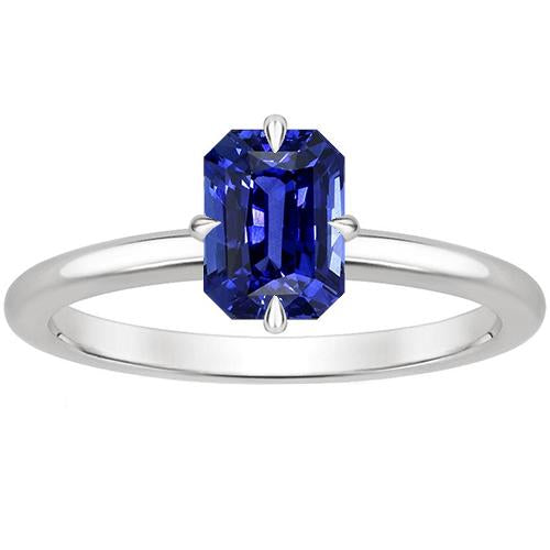 Anello Solitario Oro Bianco Zaffiro Ceylon Radiante 3 Carati - harrychadent.it
