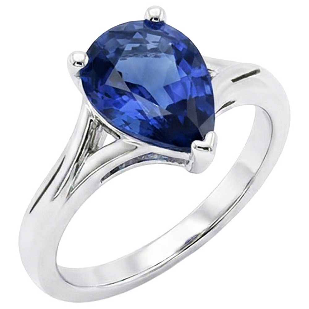 vero pear diamante 3carati anello angolo laterale