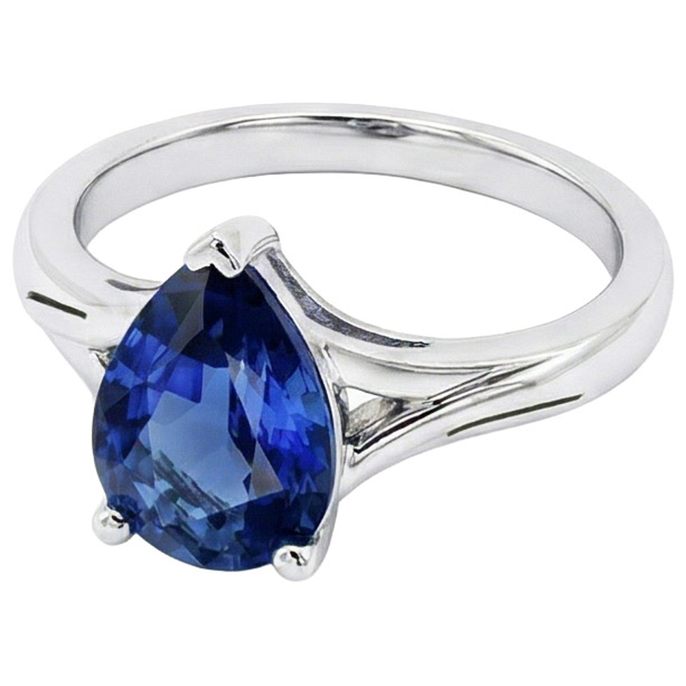 vero pear diamante 3carati anello dettaglio ravvicinato
