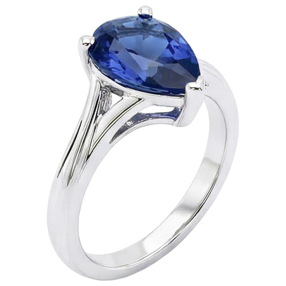 vero pear diamante 3carati anello vista di profilo