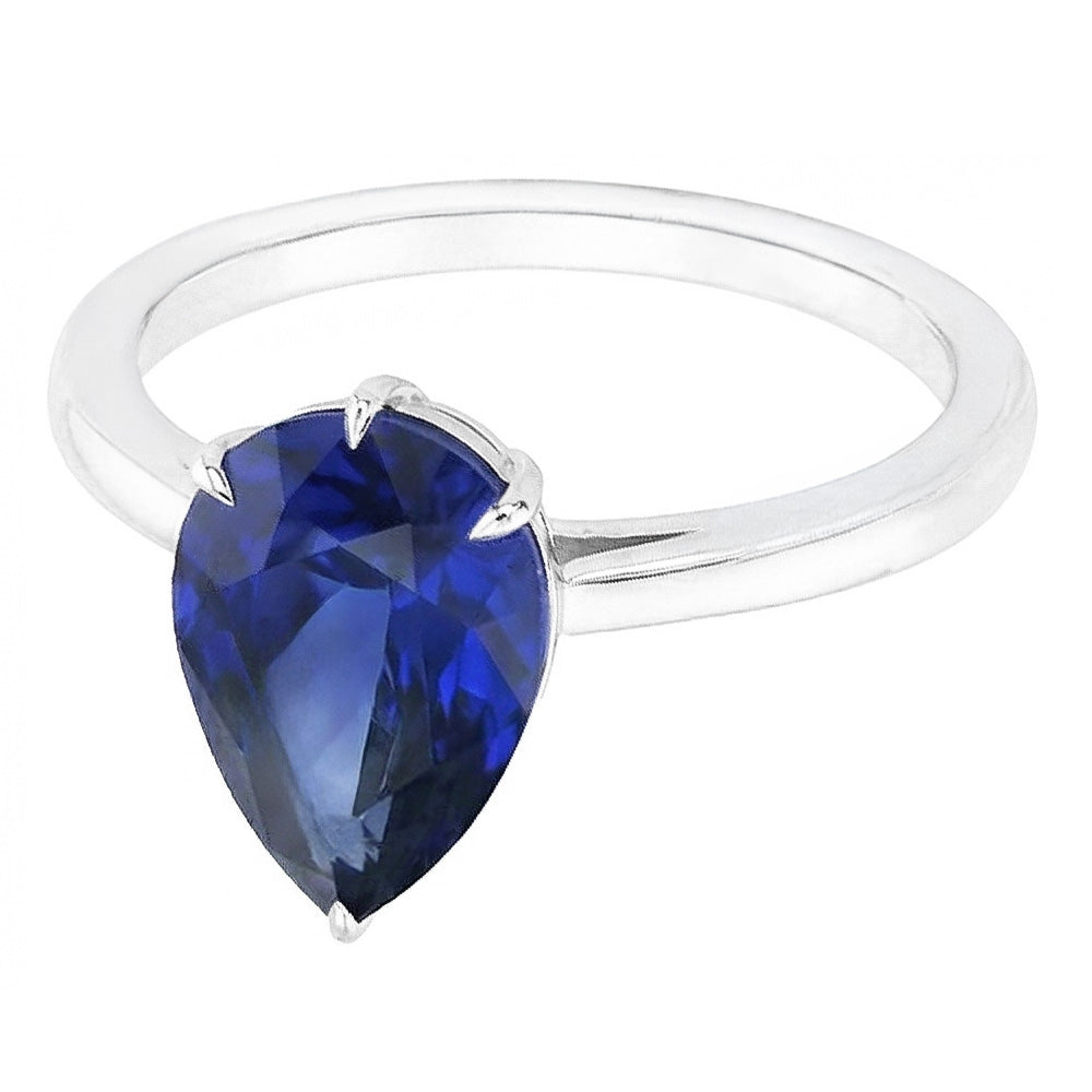 Anello Solitario da Donna Eagle Claw Prongs taglio a pera. Zaffiro dello Sri Lanka da 1,50 carati