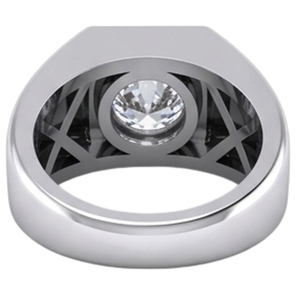 Anello Solitario da Uomo Con Naturale Diamante Naturale Autentico ( non creato in laboratorio ) 1 Carato Terra Estratta F VS1 Oro Bianco 14K