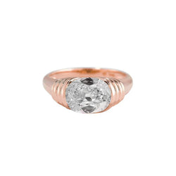 Anello Solitario in Oro Rosa Cuscino Old Mine Cut Vero Diamond 2.25 Carati