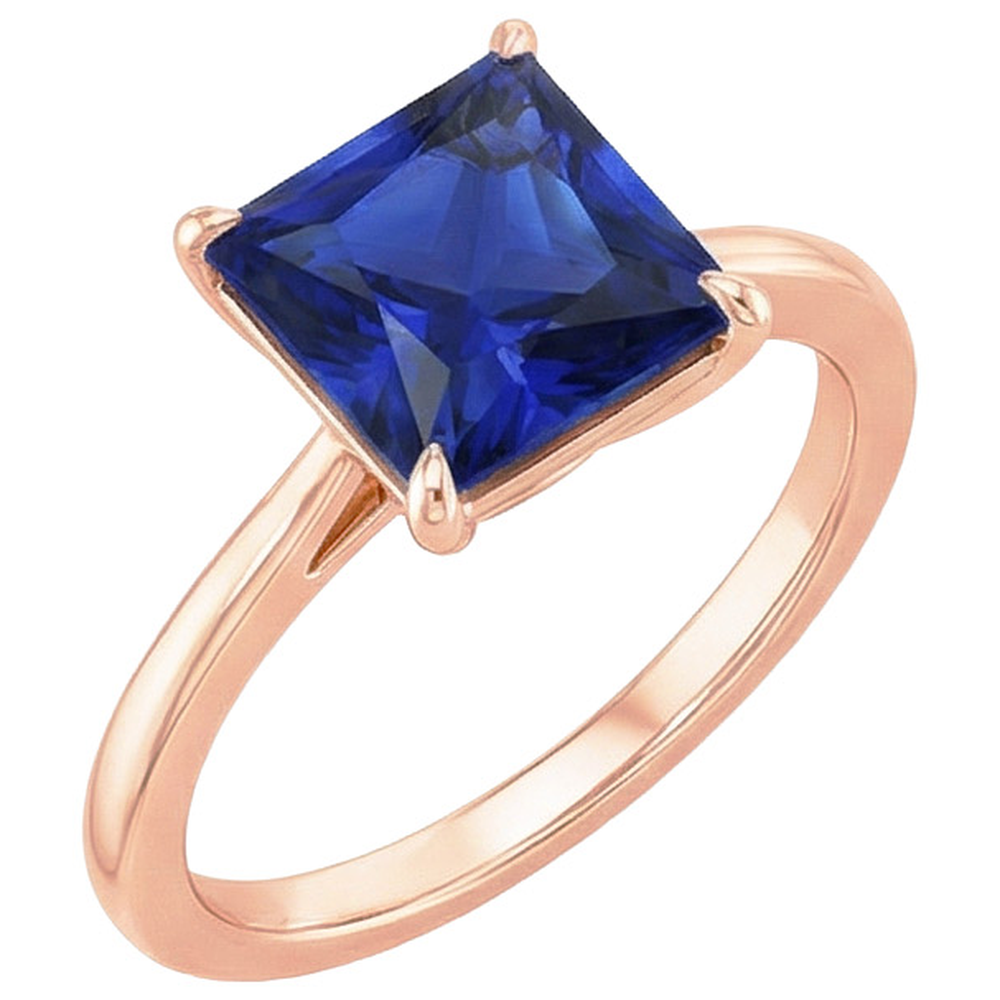Anello Solitario in Oro Rosa Principessa Zaffiro dello Sri Lanka 3.50 Carati