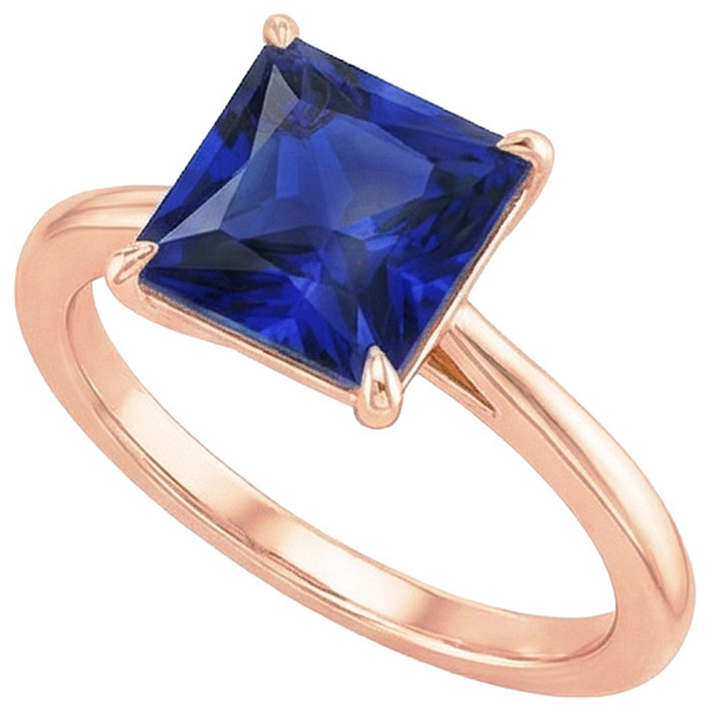 Anello Solitario in Oro Rosa Principessa Zaffiro dello Sri Lanka 3.50 Carati