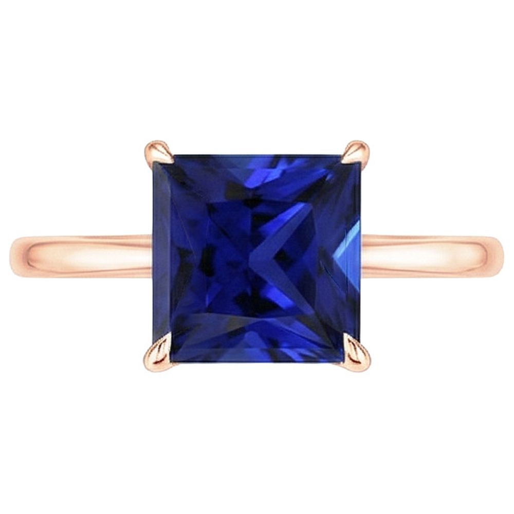 Anello Solitario in Oro Rosa Principessa Zaffiro dello Sri Lanka 3.50 Carati