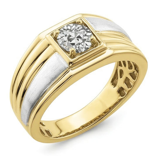 Anello Solitario, Tondo, Con Naturale Diamanti Naturali Autentici ( non creati in laboratorio ) A Taglio Antico, Castone A Griffe, 1 Carato, Bicolore