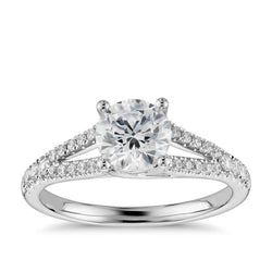 Anello Taglio Brillante Rotondo 3.25 Carati Splendido Genuino Diamante Con Gambo Diviso