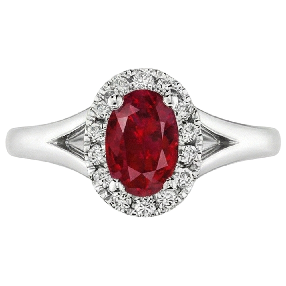 vero oval diamante 3.25carati anello vista frontale