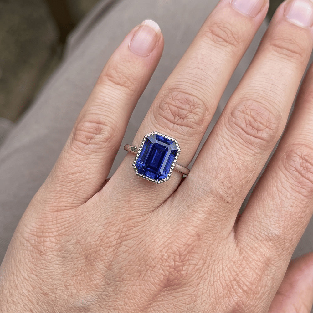 Anello Taglio Radiante Zaffiro