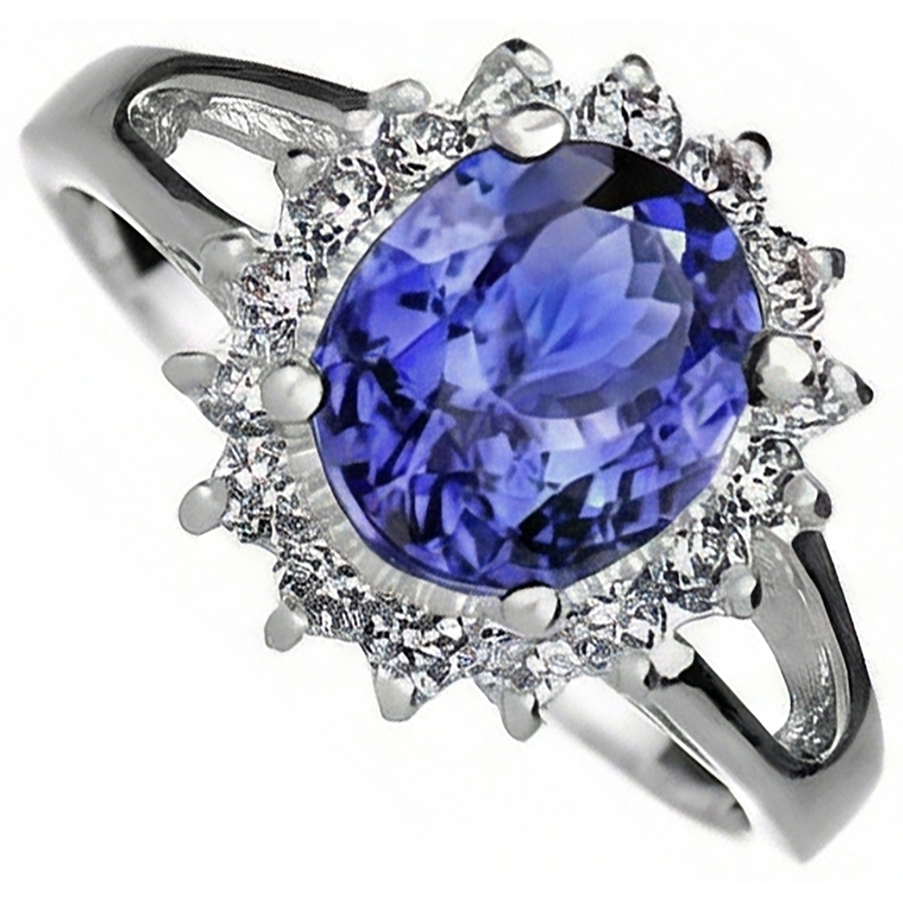 vero round tanzanite 22.75carati anello angolo laterale