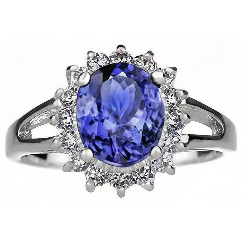 vero round tanzanite 22.75carati anello dettaglio ravvicinato