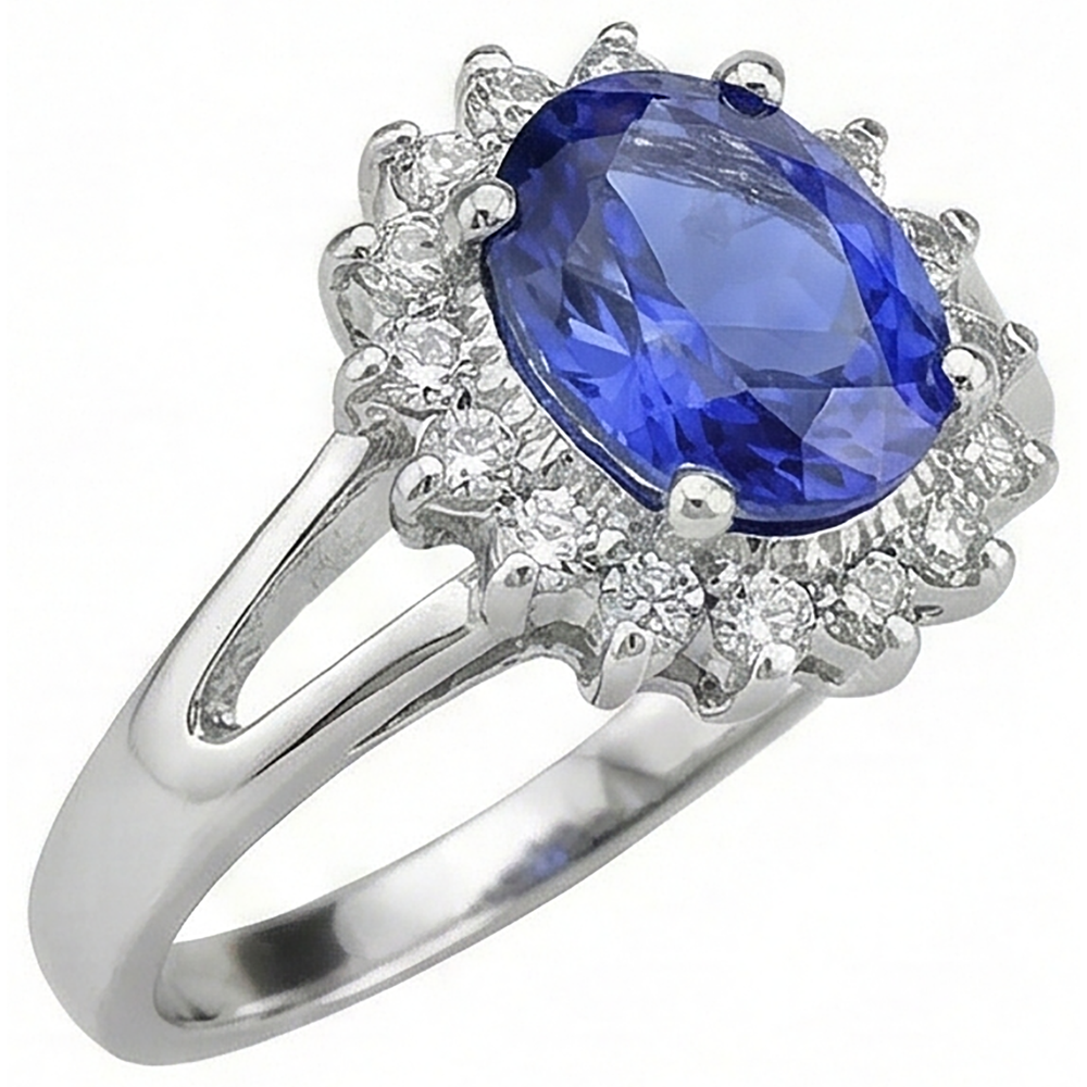 vero round tanzanite 22.75carati anello vista dall'alto