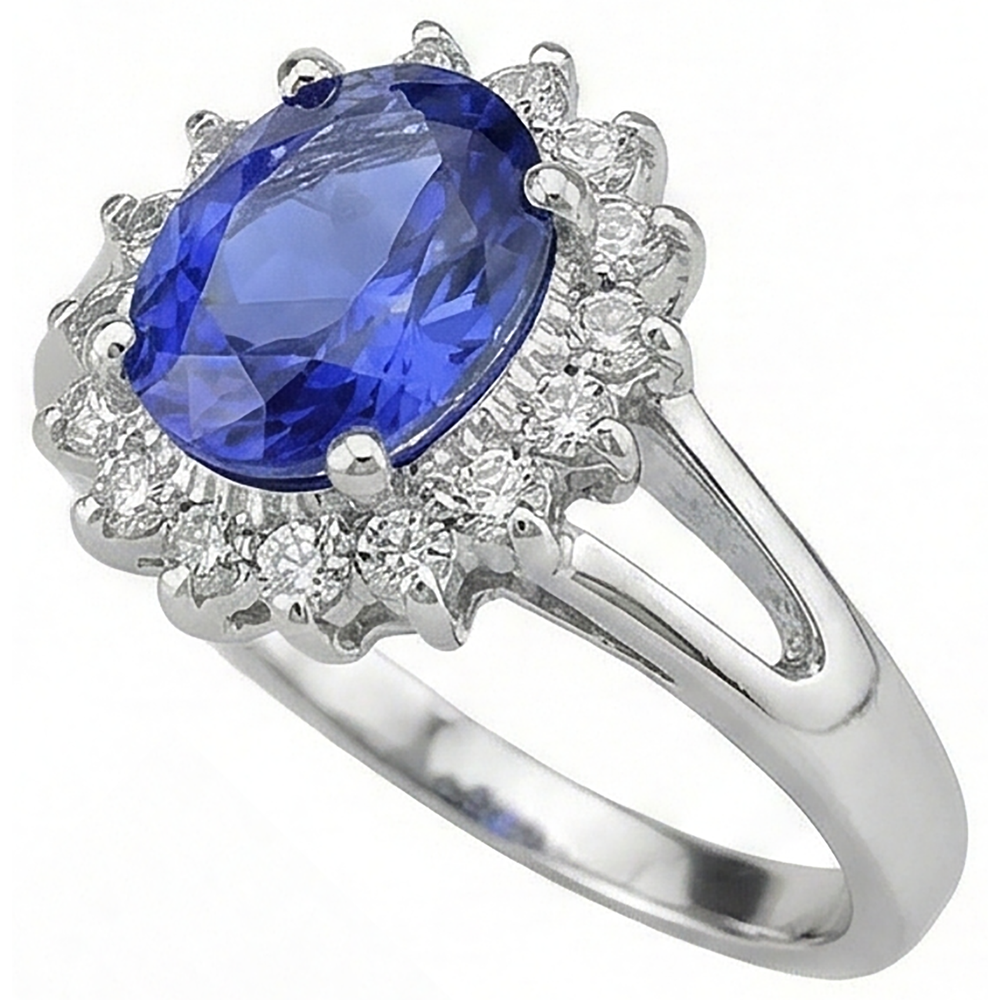 vero round tanzanite 22.75carati anello vista di profilo