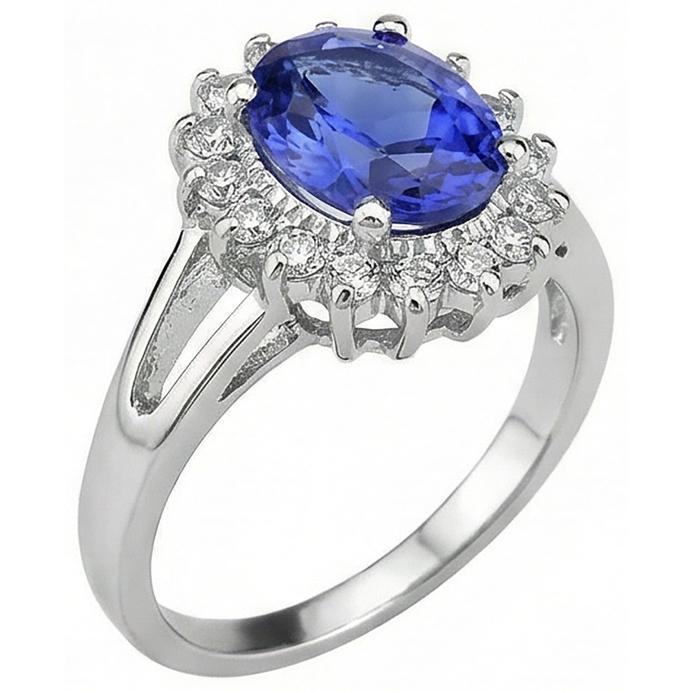 vero round tanzanite 22.75carati anello su bianco