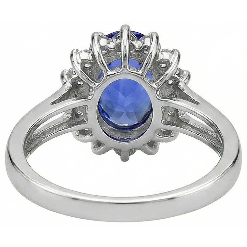 vero round tanzanite 22.75carati anello con accenti diamanti