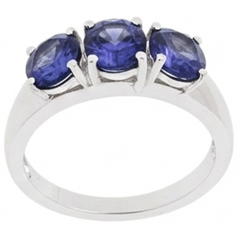 Anello Tanzanite Blu 6 Carati Oro Bianco 3 Pietre Preziose Novità