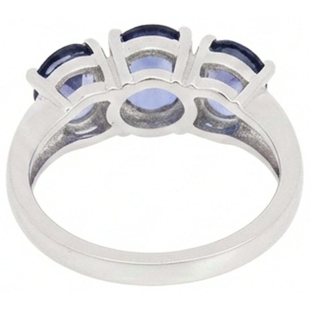 Anello Tanzanite Blu 6 Carati Oro Bianco 3 Pietre Preziose Novità