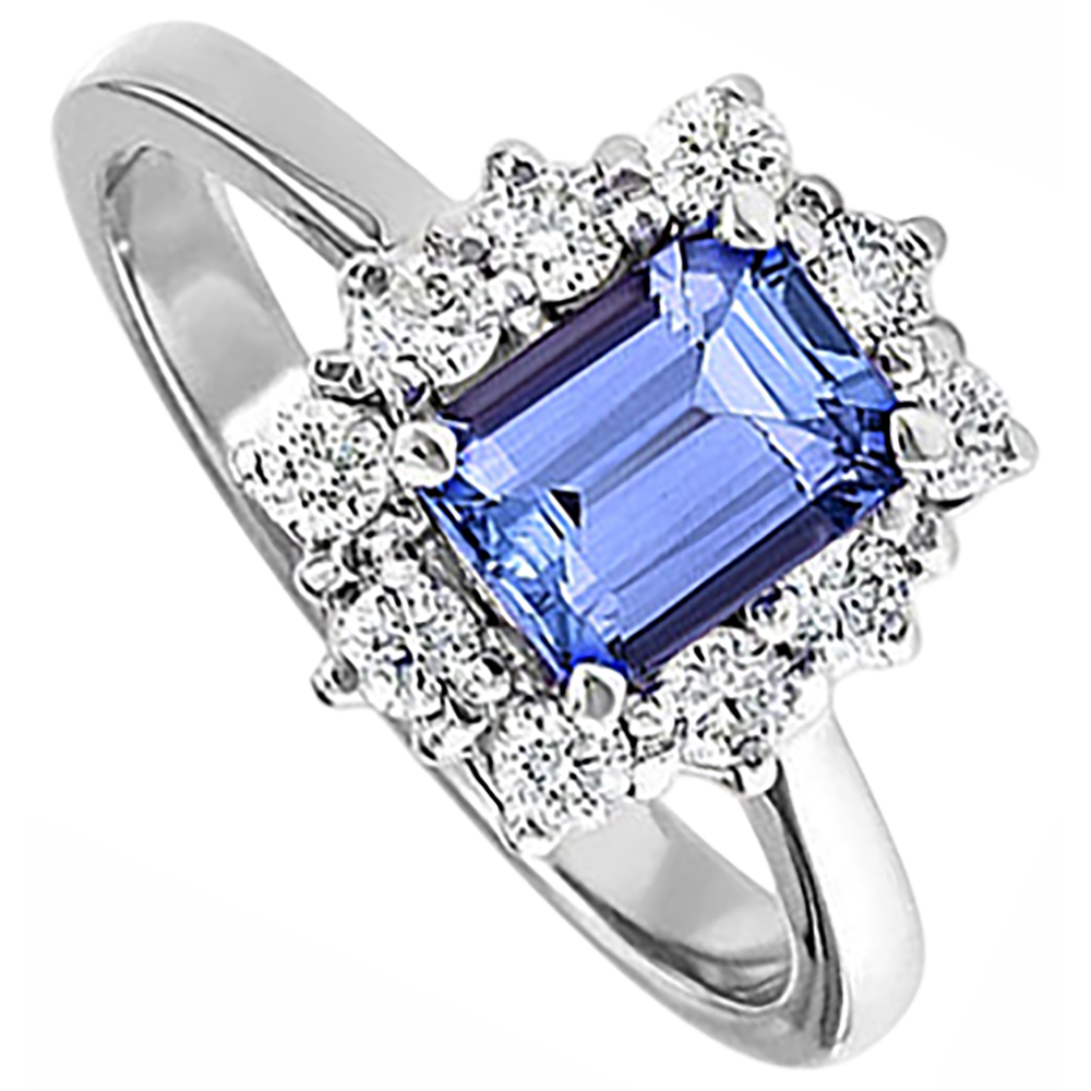 Anello Tanzanite E Diamanti Naturali Autentici ( non creati in laboratorio ) 6.20 Carati Oro Bianco 14K