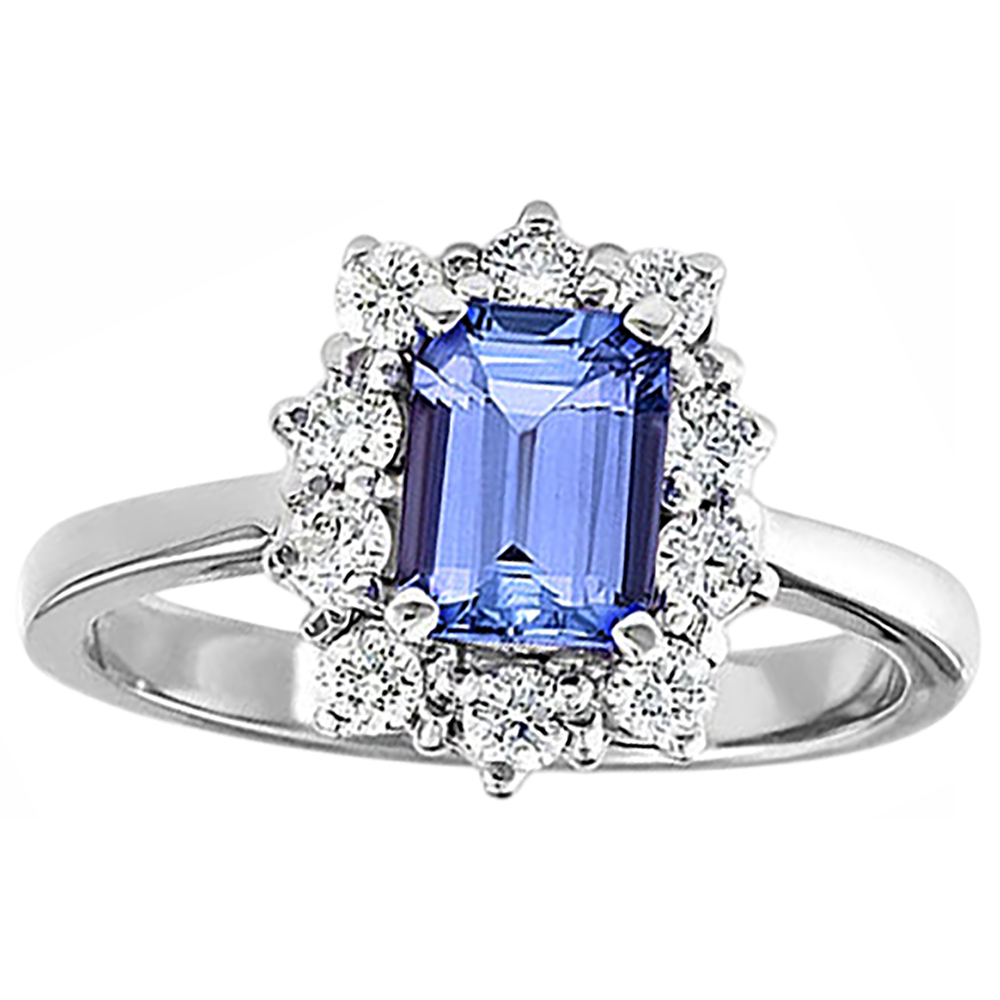 Anello Tanzanite E Diamanti Naturali Autentici ( non creati in laboratorio ) 6.20 Carati Oro Bianco 14K