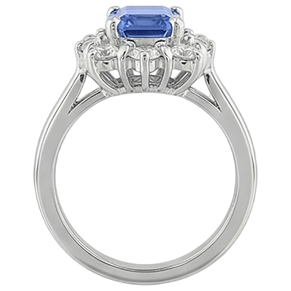 Anello Tanzanite E Diamanti Naturali Autentici ( non creati in laboratorio ) 6.20 Carati Oro Bianco 14K