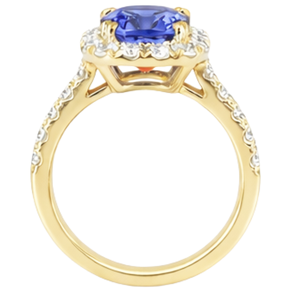 Anello Tanzanite E Diamanti Da 9.00 Ct In Oro Giallo 14K
