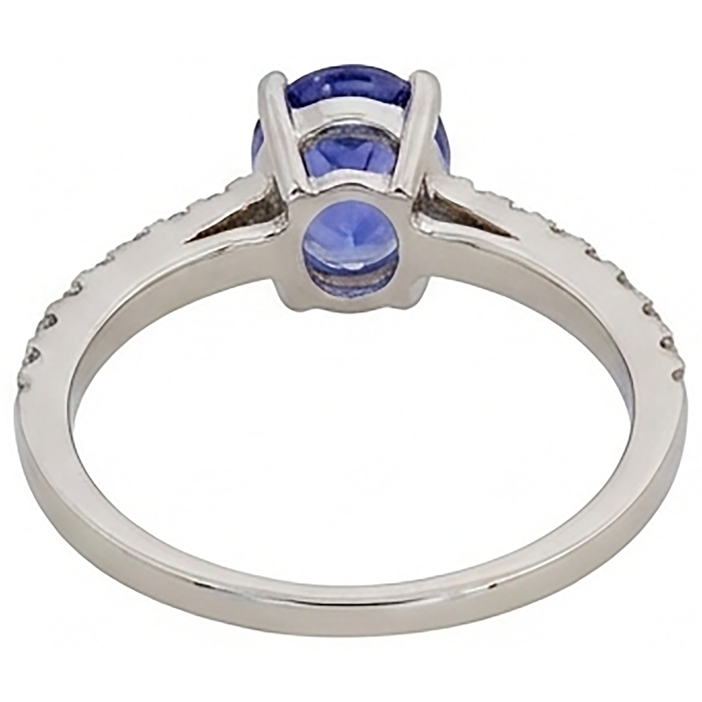 Anello Tanzanite Ovale E Diamanti Naturali Autentici ( non creati in laboratorio ) 5.50 Carati Oro Bianco 14K