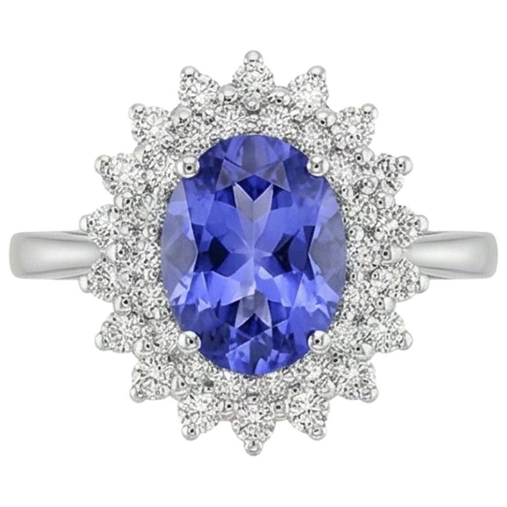 vero round tanzanite 11.25carati anello angolo laterale